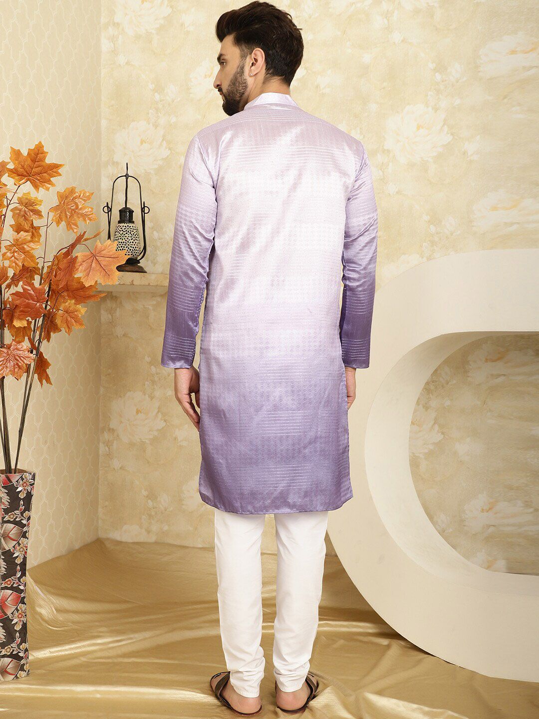 SOJANYA Ombre Dyed Band Collar Straight Kurta with Churidar