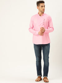 SOJANYA Men Pink Solid Straight Kurta