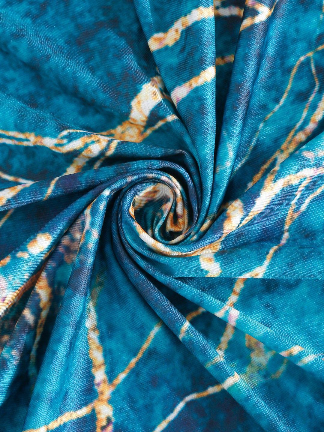 Cortina Teal Green & Yellow Abstract Printed 1-Seater Sofa Cover