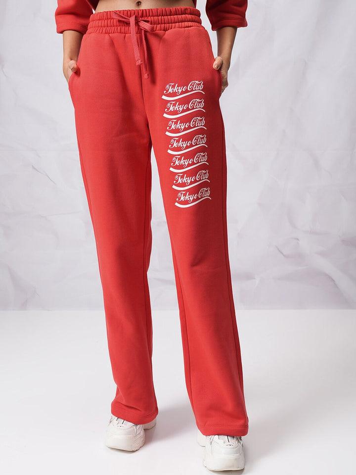 Tokyo Talkies Printed Hooded Terry Relaxed fit Sweatshirt with Trousers