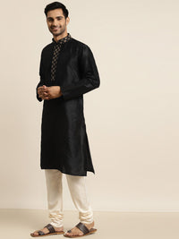 SOJANYA Lelaki Hitam Solid Kurta Lurus