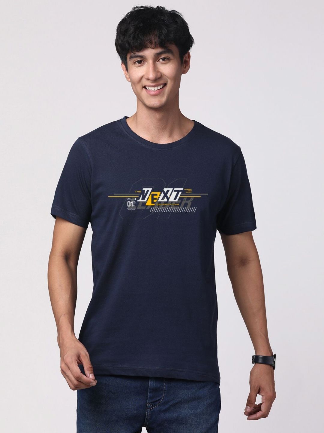 ADRO Men Graphic Printed Round Neck Cotton T-shirt