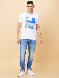 Being Human Men Floral Printed Henley Neck Tropical T-shirt