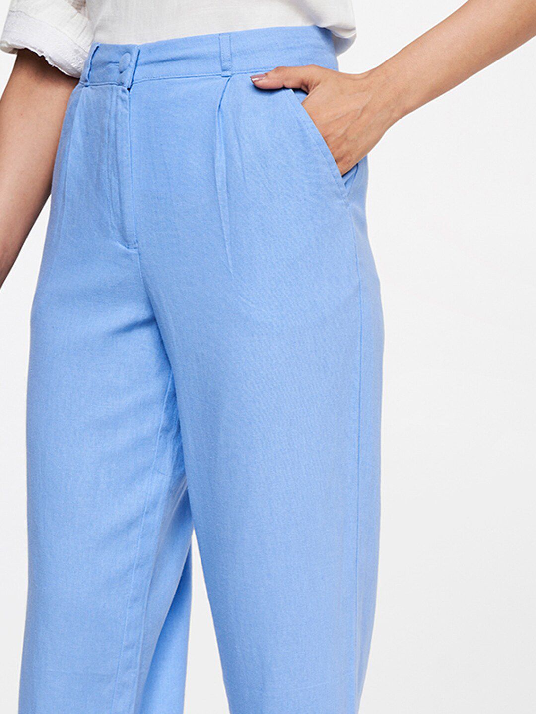 AND Women Blue Loose Fit Trousers
