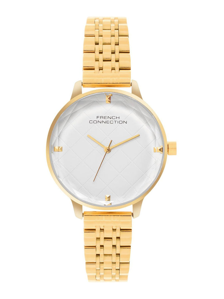 Sambungan Perancis Wanita Dail Hiasan & Gelang Gelang Keluli Tahan Karat Tali Analog Watch FCN0100GM