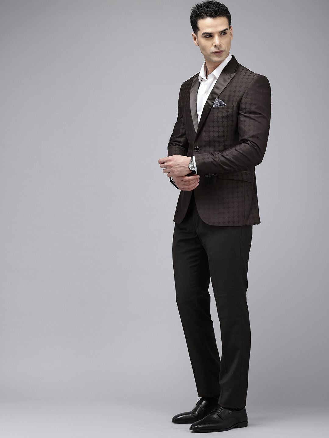 Park Avenue Self Design Single Breasted Super Slim Fit 2-Peice Party Suit
