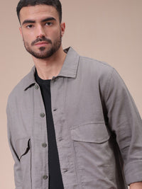 The Indian Garage Co Men Regular Fit Solid Double Flap Pocket Resortwear Overshirt