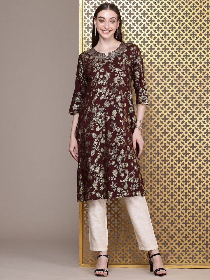 House of Pataudi Floral Printed Thread Work Detail Jashn Kurta