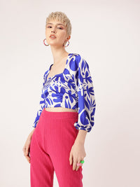 DressBerry Holiday Chic Raglan Sleeves Printed Crop Top