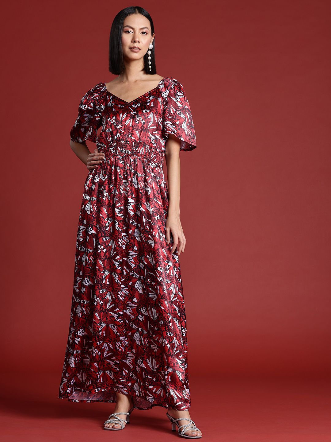 all about you Floral Print Satin Maxi Dress