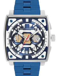 Sambungan Perancis Lelaki Skeleton Tali Keluli Tahan Karat Analog Chronograph Watch FCT1UM-S