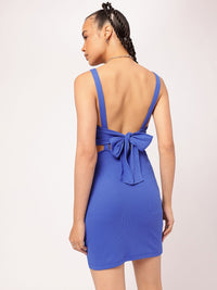 DressBerry Ribbed Bow Romance Low Back Bodycon Mini Dress
