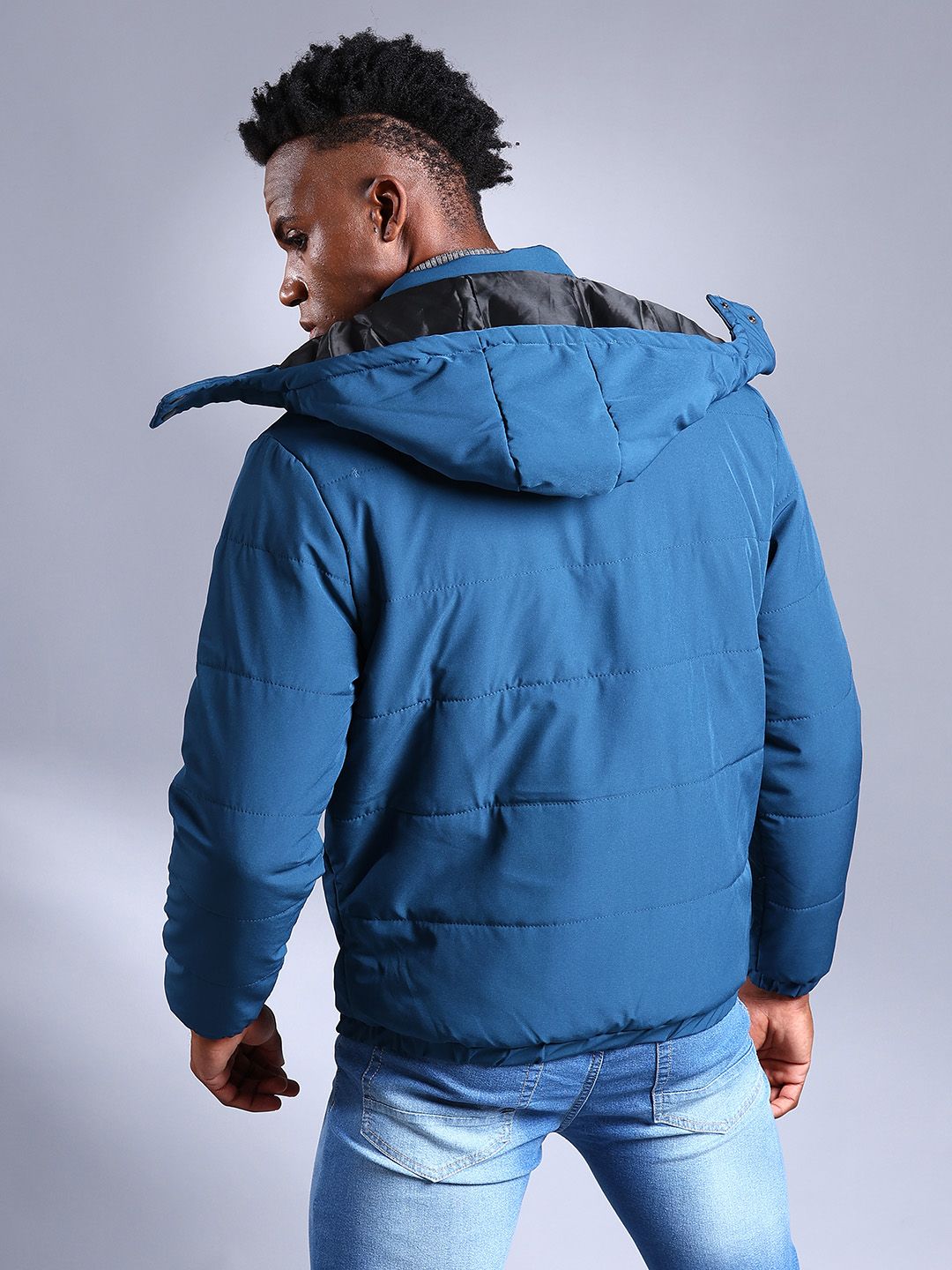 The Indian Garage Co Men Zip-Front Bomber Jacket with Detachable Hood