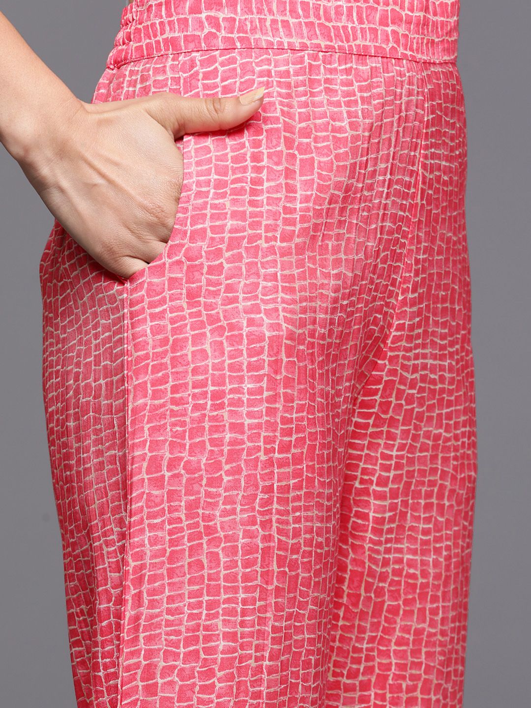 Libas Printed Pleated Gotta Patti Kurta with Palazzos & Dupatta