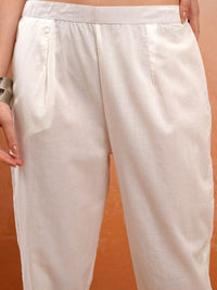 Vishudh White & Blue Floral Printed Regular Pure Cotton Kurta with Trousers & Dupatta