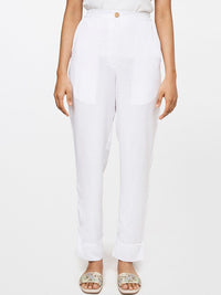 Global Desi Women White Straight Fit Trousers