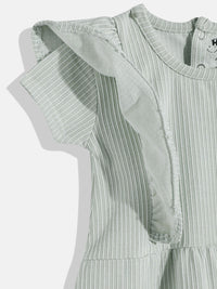 Happy Faces Girls Striped Ruffled Fit & Flare Pure Cotton Dress