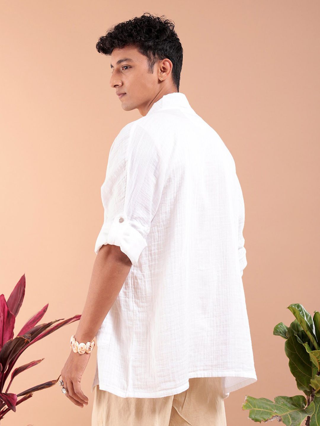 The Indian Garage Co Longline Pure Cotton Open Front Shrug