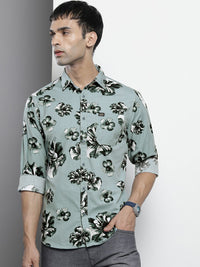 The Indian Garage Co Men Blue Classic Floral Printed Casual Shirt