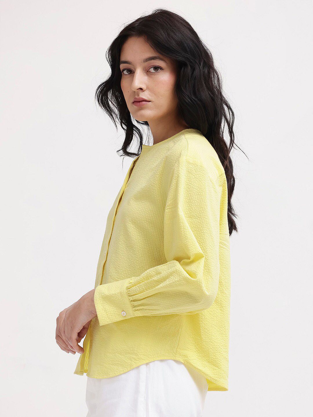 RAREISM Round Neck Long Sleeves Cotton Top