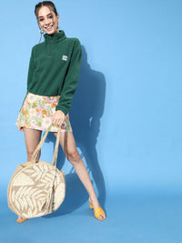 STREET 9 Women Green Solid Fleece Sweatshirt