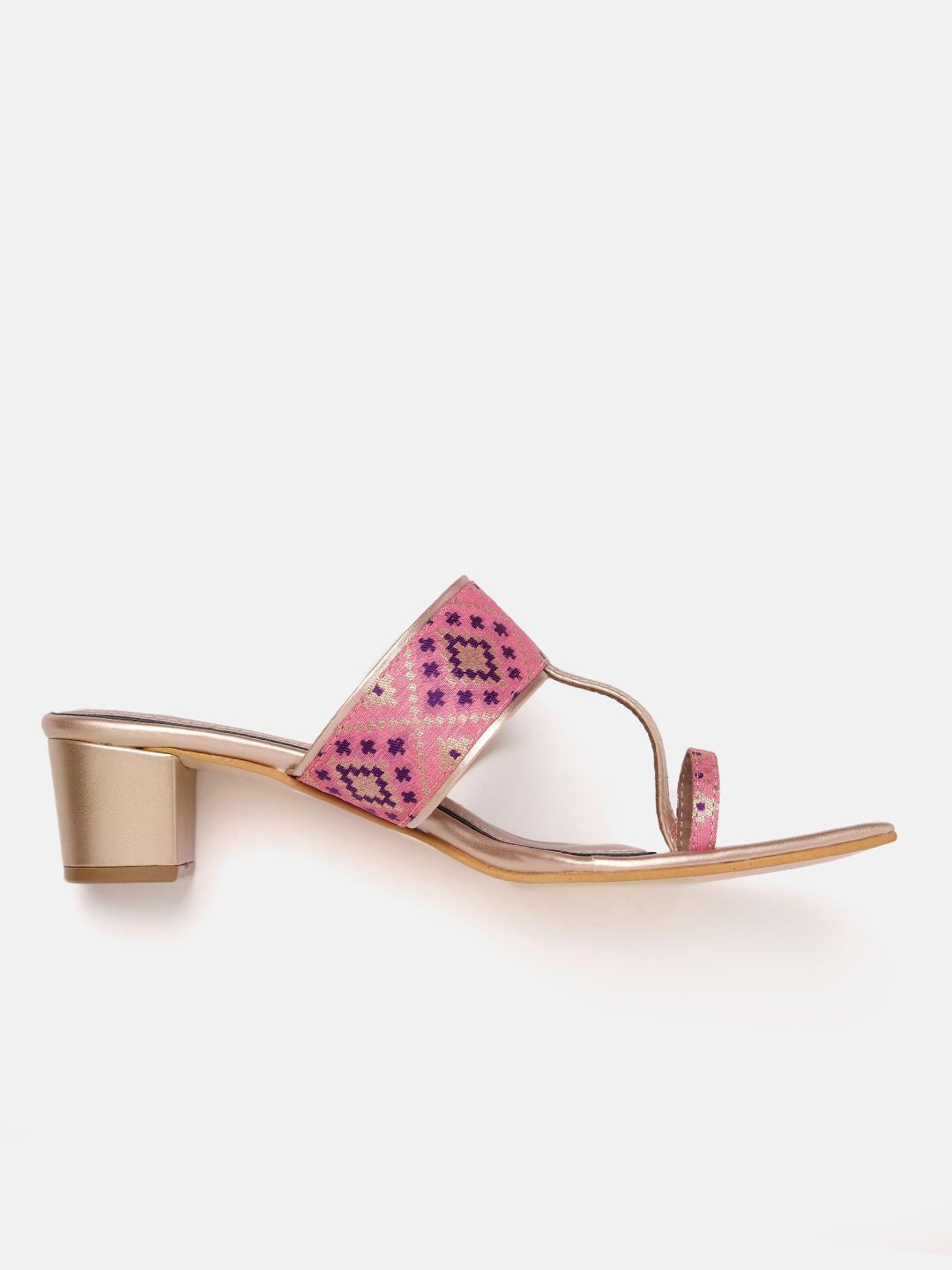 Anouk Women Ethnic Motifs Woven Design One-Toe Block Heels
