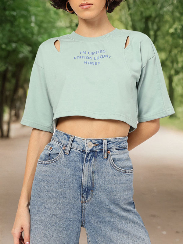 DressBerry Limited Edition Cut-Out Crop Drop-Shoulder Boxy T-shirt