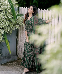 KALINI Floral Printed Anarkali Kurta with Trousers & With Dupatta