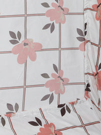 Myntra Elegant Homes White Floral Polycotton 300 TC Fitted King Fine Bedsheet with 2 Pillow Covers-98 x 89 inches