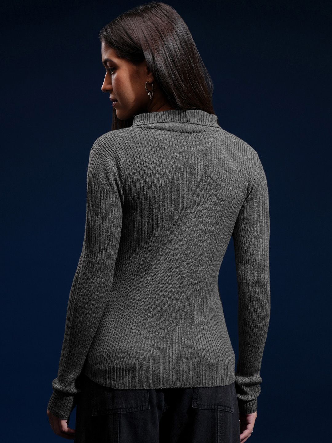 Basics By Tokyo Talkies Women Ribbed Pullover