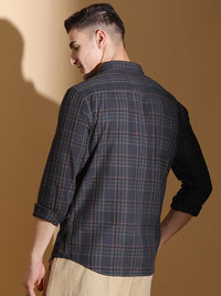 The Indian Garage Co Slim Fit Tartan Checked Twill Pure Cotton Casual Shirt