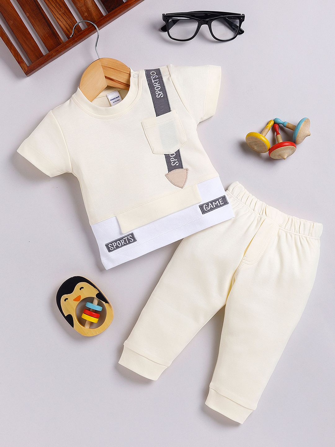 Moms Love Infant Boys Pure Cotton T-shirt With Joggers