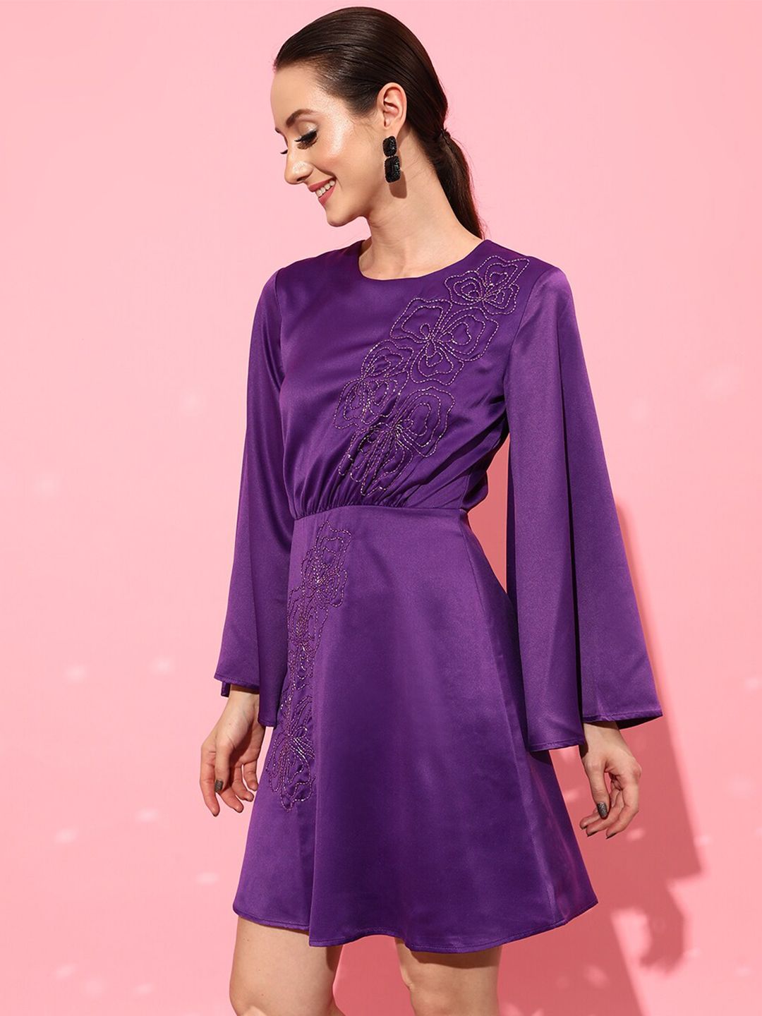 STREET 9 Women Purple Solid Dress
