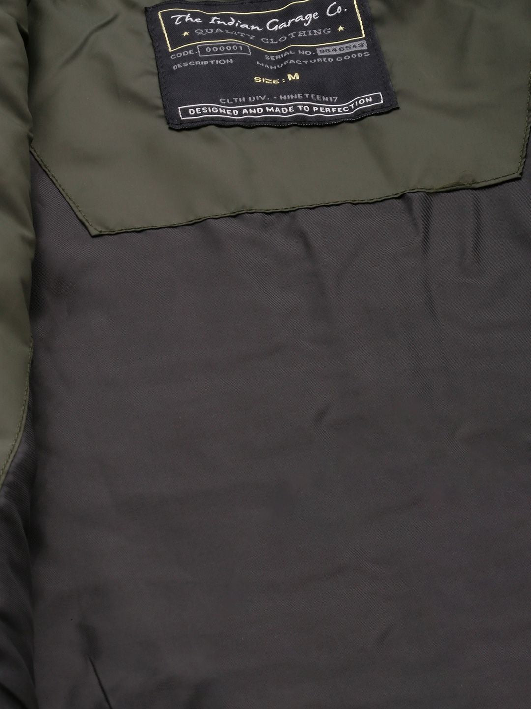 The Indian Garage Co Men Olive Green Padded Jacket