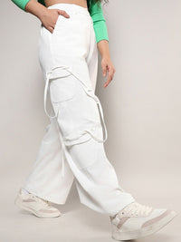 Campus Sutra Women Relaxed Loose Fit Easy Wash Cargos Trousers