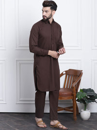 SOJANYA Shirt Collar Curved Hem Pathani Kurta with Salwar