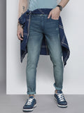 The Indian Garage Co Men Blue Slim Fit Low Distress Light Fade Ombre Stretchable Jeans