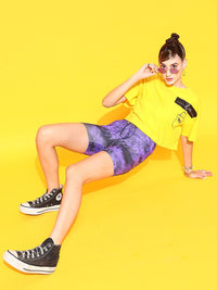 STREET 9 Women Purple Tie & Dye Printed Skinny Fit High-Rise Cycling Shorts