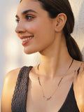Rubans 18K Rose Gold-Plated Pink AD & Cubic Zirconia Studded Black Beaded Mangalsutra