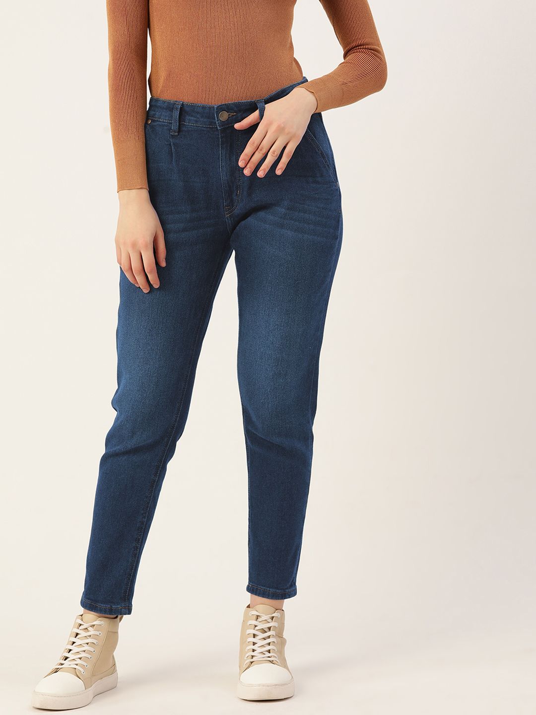 DressBerry Women Navy Blue High-Rise Light Fade Stretchable Jeans