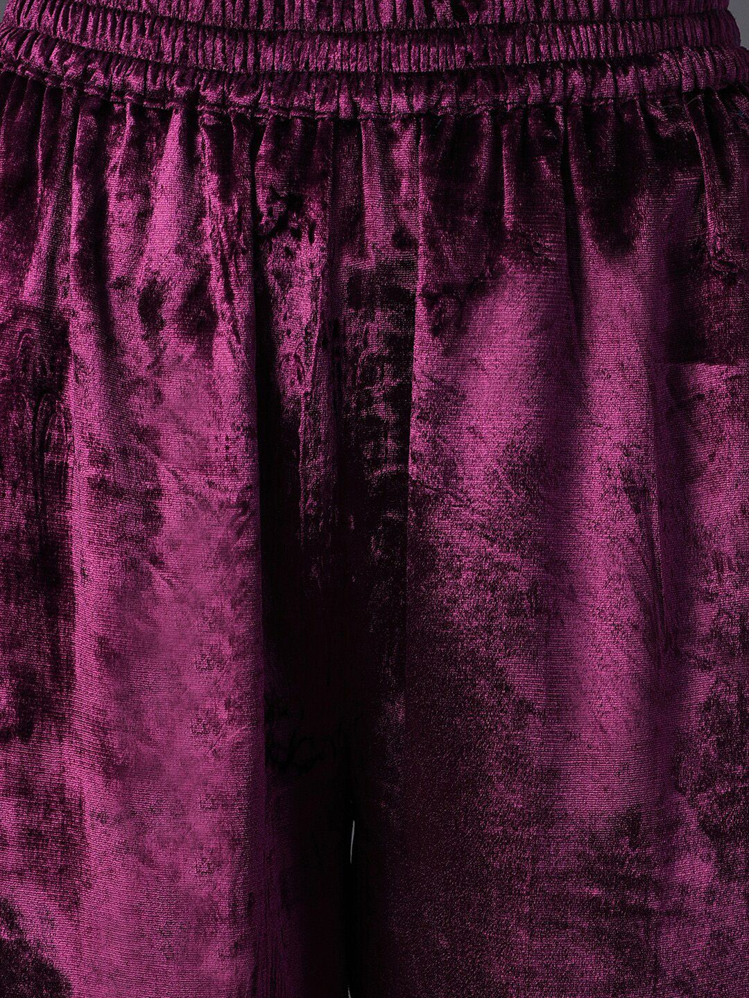 W Women Embroidered Velvet Kurta with Palazzos