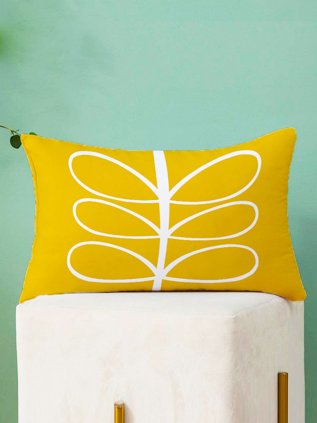 STITCHNEST Set of 2 Yellow & White Floral Rectangle Cushion Covers