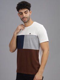 ADRO Colourblocked Leher Bulat Lengan Pendek Cotton T-shirt