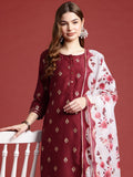Anouk Gotta Patti Foil Print Regular Kurta with Palazzos & With Dupatta