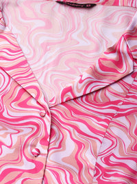 DressBerry Color-Pop Marble Mix Lapel Collar Shirt