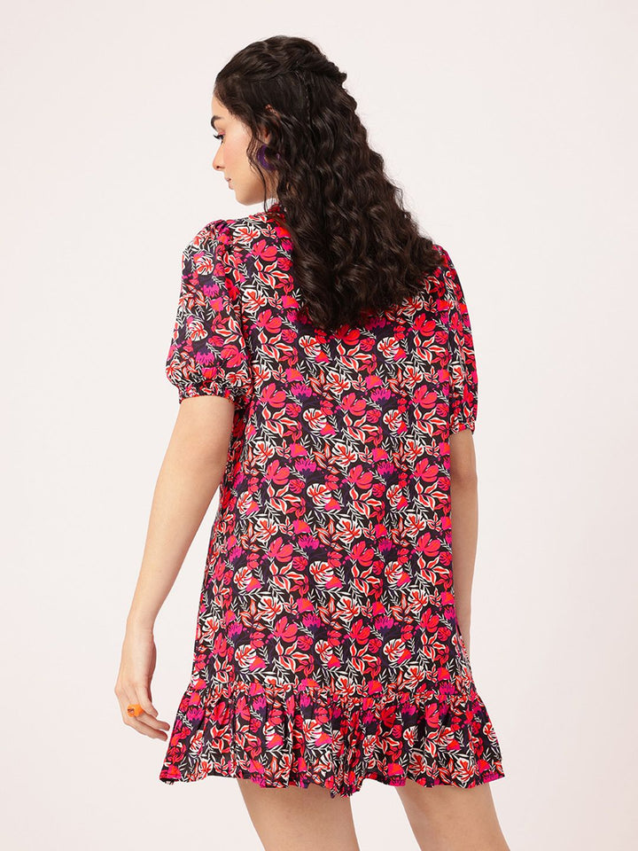 DressBerry Playful Tropical Dream Printed A-Line Mini Dress