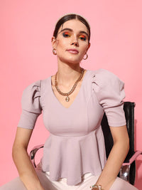 STREET 9 Lavender Crepe Peplum Top