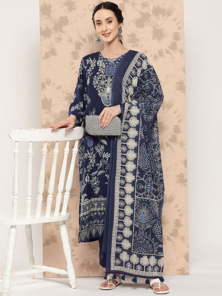 Anouk Ethnic Motifs Printed Kurta with Trousers & Dupatta