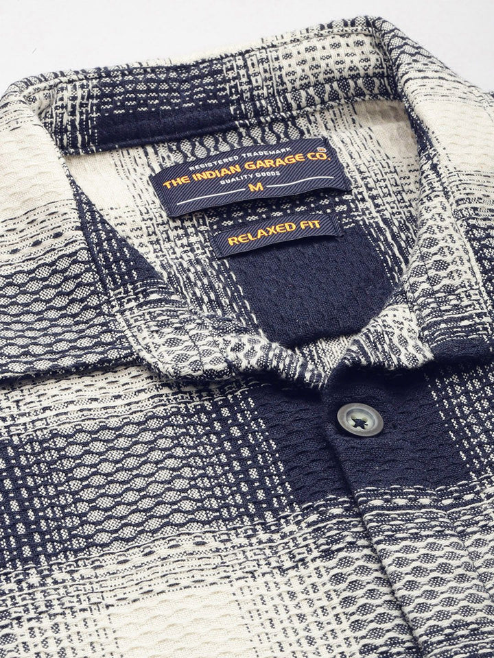 The Indian Garage Co Pure Cotton Textured Tartan Checks Casual Shirt