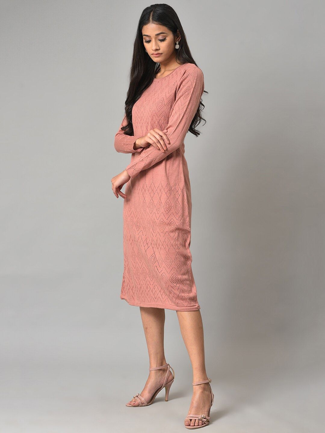 W A-Line Midi Acrylic Dress